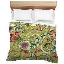 Light Yellow Paisley, Decorated With Leaves And Flowers Bedding 59919981