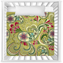 Light Yellow Paisley, Decorated With Leaves And Flowers Nursery Decor 59919981
