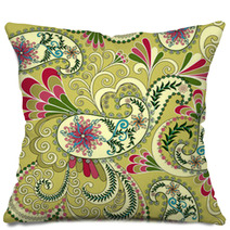 Light Yellow Paisley, Decorated With Leaves And Flowers Pillows 59919981