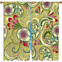 Light Yellow Paisley, Decorated With Leaves And Flowers Window Curtains 59919981