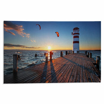 Lighthouse At Lake Neusiedl At Sunset Rugs 64387845