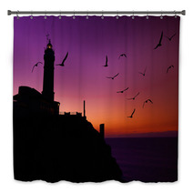 Lighthouse At Sunset. Bath Decor 52740345