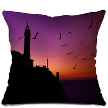 Lighthouse At Sunset. Pillows 52740345