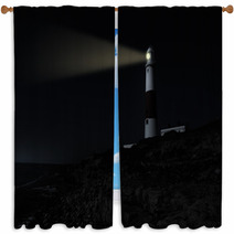 Lighthouse By Night Window Curtains 53553579