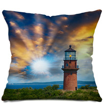 Lighthouse On A Beautiful Island. Sunset View With Trees And Sea Pillows 57168949