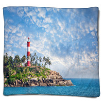 Lighthouse On The Rocks Blankets 59466409