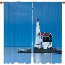 Lighthouse Paard Van Marken, Netherlands Window Curtains 47131677