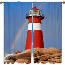 Lighthouse. Westkapelle, Netherlands Window Curtains 53804773