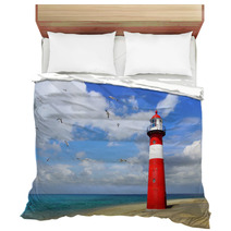 Lighthouse With Flying Seagulls. Westkapelle Bedding 53003034