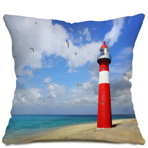 Lighthouse With Flying Seagulls. Westkapelle Pillows 53003034