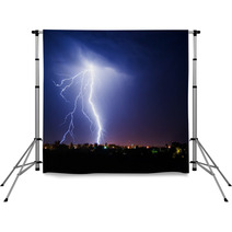 Lightning Over Small Town Backdrops 41025428