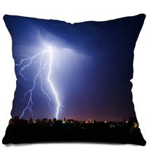 Lightning Over Small Town Pillows 41025428
