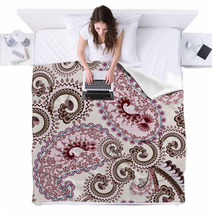 Lilac Brown Paisley Decorated Wavy Curls Blankets 61271299