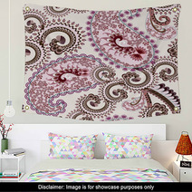 Lilac Brown Paisley Decorated Wavy Curls Wall Art 61271299