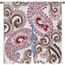 Lilac Brown Paisley Decorated Wavy Curls Window Curtains 61271299