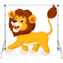 Lion Cartoon Walking Backdrops 59256288