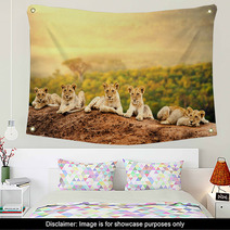 Lion Cubs Waiting Together. Wall Art 62139842