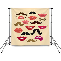 Lips And Mustaches Backdrops 68036122