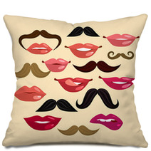 Lips And Mustaches Pillows 68036122