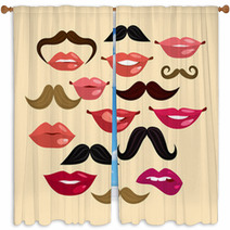 Lips And Mustaches Window Curtains 68036122