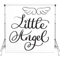 Little Angel Words On White Background Hand Drawn Calligraphy Lettering Vector Illustration Eps10 Backdrops 143024253