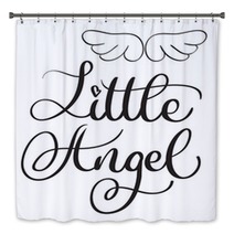 Little Angel Words On White Background Hand Drawn Calligraphy Lettering Vector Illustration Eps10 Bath Decor 143024253