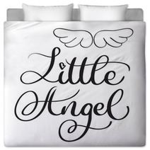 Little Angel Words On White Background Hand Drawn Calligraphy Lettering Vector Illustration Eps10 Bedding 143024253