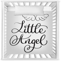 Little Angel Words On White Background Hand Drawn Calligraphy Lettering Vector Illustration Eps10 Nursery Decor 143024253