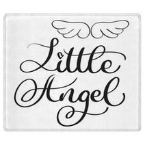 Little Angel Words On White Background Hand Drawn Calligraphy Lettering Vector Illustration Eps10 Rugs 143024253
