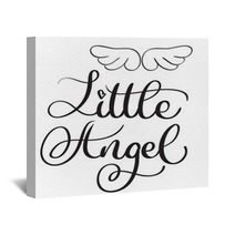 Little Angel Words On White Background Hand Drawn Calligraphy Lettering Vector Illustration Eps10 Wall Art 143024253