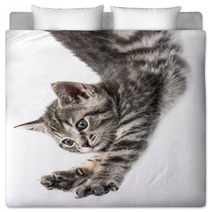 Little Kittenplaying On A White Background Bedding 53222548