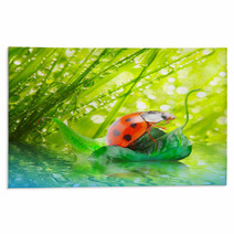 Little Ladybug Floating On The Leaf. Rugs 50411629