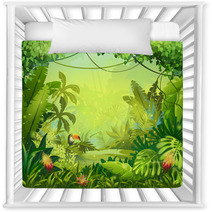Llustration With Flowers And Jungle Toucan Nursery Decor 63822766
