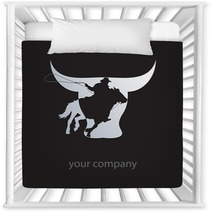 Logo Cowboy On Black Background # Vector Nursery Decor 30400143