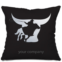 Logo Cowboy On Black Background # Vector Pillows 30400143
