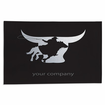 Logo Cowboy On Black Background # Vector Rugs 30400143