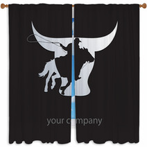 Logo Cowboy On Black Background # Vector Window Curtains 30400143