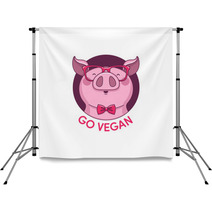Logo Pig Hipster Color Go Vegan Backdrops 103326685