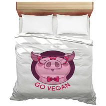 Logo Pig Hipster Color Go Vegan Bedding 103326685