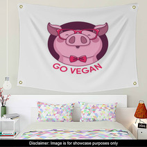 Logo Pig Hipster Color Go Vegan Wall Art 103326685