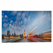 London. Car Light Trails On A Summer Evening In Westminster Brid Rugs 65396700