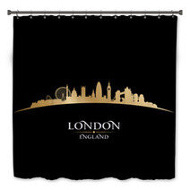 London England City Skyline Silhouette Black Background Bath Decor 57306749