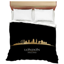 London England City Skyline Silhouette Black Background Bedding 57306749
