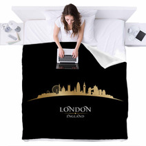 London England City Skyline Silhouette Black Background Blankets 57306749