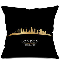 London England City Skyline Silhouette Black Background Pillows 57306749