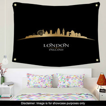 London England City Skyline Silhouette Black Background Wall Art 57306749