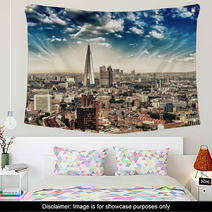 London. Panorami Aerial View Of City Skyline At Dusk Wall Art 62107604