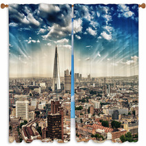 London. Panorami Aerial View Of City Skyline At Dusk Window Curtains 62107604