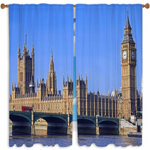 London, Parliament Building And Westminster Bridge Window Curtains 55039457