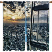 London Skyline By Sunset From The Skyscraper Window Curtains 64839559
